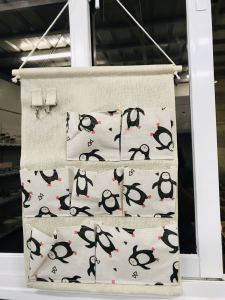 (140-5)Fabric hanging storage bag hanging wall storage bag cotton and linen hanging bag cartoon organizing bag for household item
