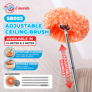 E-Morah SB003 Extendable Adjustable Brush Ceiling Fan Duster Absorb Dust Removable Washable Long Superfine Fiber