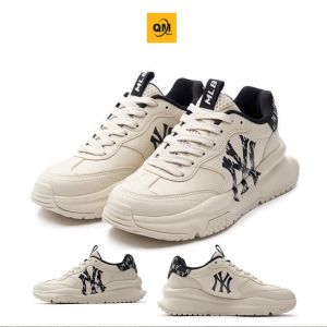 Giày Sneaker Nam Cổ Thấp Phong Cách MLB Đường Phố Họa Tiết NY Logo Da PU Trơn