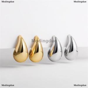 [COD] Modingdue 1Pair Vintage Temperament Chunky Dome Drop Earrings For Women Glossy Alloy Thick Teardrop Earrings Lightweight Hoops