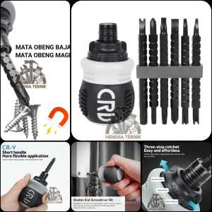 Obeng bolak balik cebol set CRV 13 in 1 obeng 2 way mini set obeng rachet set chrome vanadium