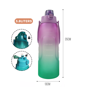 3.8L Water Bottle With Water Reminder Mark - Orange Green