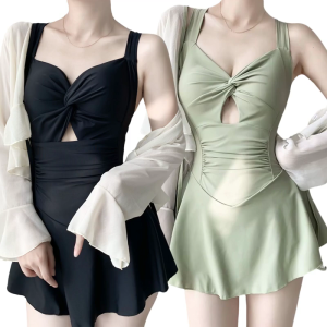 Hollows ra Bộ Đồ Tắm swimdress cho phụ nữ 1 PC Áo tắm với Cover up ôm bụng váy swimwears beachwear