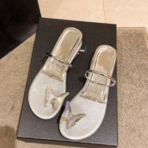 [Free Shipping] WomenS Butterfly Sandals Flat-Soled 2026 Summer New Style Student Flip-Flops With Rhinestones Round-Toe For Outdoor Wear