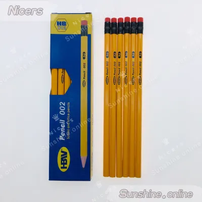 HBW pencil #002 Original 12pcs yellow pencil W/eraser lapis