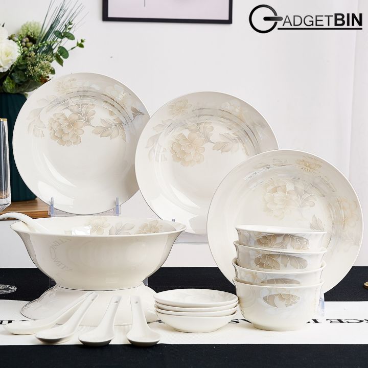 3 Design Premium 18PCS Ceramic Dinnerware Dishes Set Bowl and Plate set