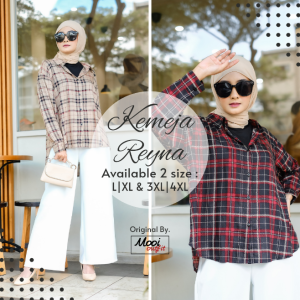 Reyna Shirt / Kemeja Wanita Kekinian Lengan Panjang Motif Kotak Bahan Katun Rayon