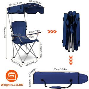 GLAMPTURE Folding Chair Single Outdoor Nap Recliner Portable Chair Accompanying Cot Army Cot for Camping Beach Garden Picnic Rest