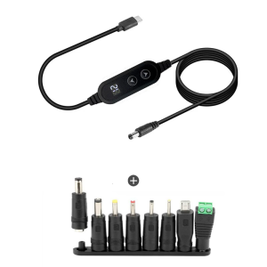 Type C PD36-100W to DC5521 Adapter Cable with Multiple Connectors Adjustable Voltages 5V-20V for Laptops and Speakers