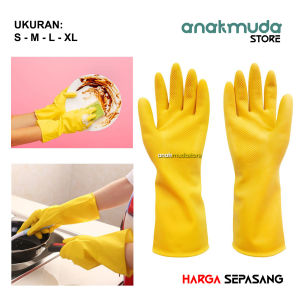 Sarung Tangan Karet Latex Cuci Piring Berkebun Cleaning Karet Anti Air Anti Slip Multifungsi Pelindung Tangan