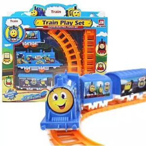 Promo Mainan Anak Kereta Biru Train Set 3 Gerbong Bonus Batrai