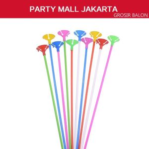 Stik Balon Kecil dengan Cup Stick isi 100 pcs / Stik Balon Karet Ulang Tahun / Stik Balon Souvenir