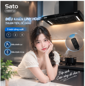 🔥 Máy Hút Mùi Sato HM057.B2 Kính Phẳng 1100m³/h – Điều Khiển Cử Động Hút Mùi Mạnh Mẽ