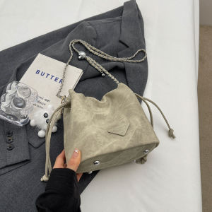 LZD  This Years Popular Denim Small Carrying Bag Bags for Women 2024 New Versatile Chain Shoulder Messenger Bag Drawstring Bucket Bag
