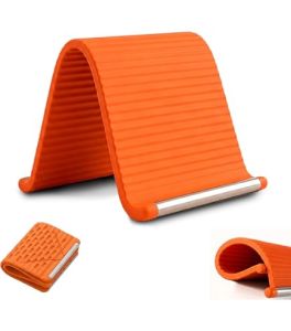 Flexible Silicone Phone Stand with Aluminum Core Foldable Rollable Mobile Holder Multi-Angle Adjustable Desk Stand for Phone Tablet E-Reader Travel