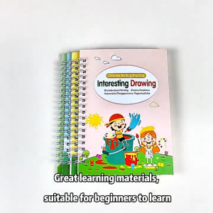Children Groove Copybook Writing Set | 儿童早教凹槽字帖 | 4 Books Tracing Practice (Alphabet Numbers Drawing Maths) | Includes Pen + Holder + 5 Refills | Education Learning Book