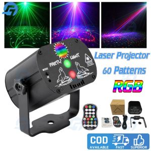 60 Pattern Laser Projector Stage Light  Mini LED Red & Green Laser Projector Stage Lighting RGB Party KTV Club DJ Disco Lights with Remote Control Portable Mutil Pictures