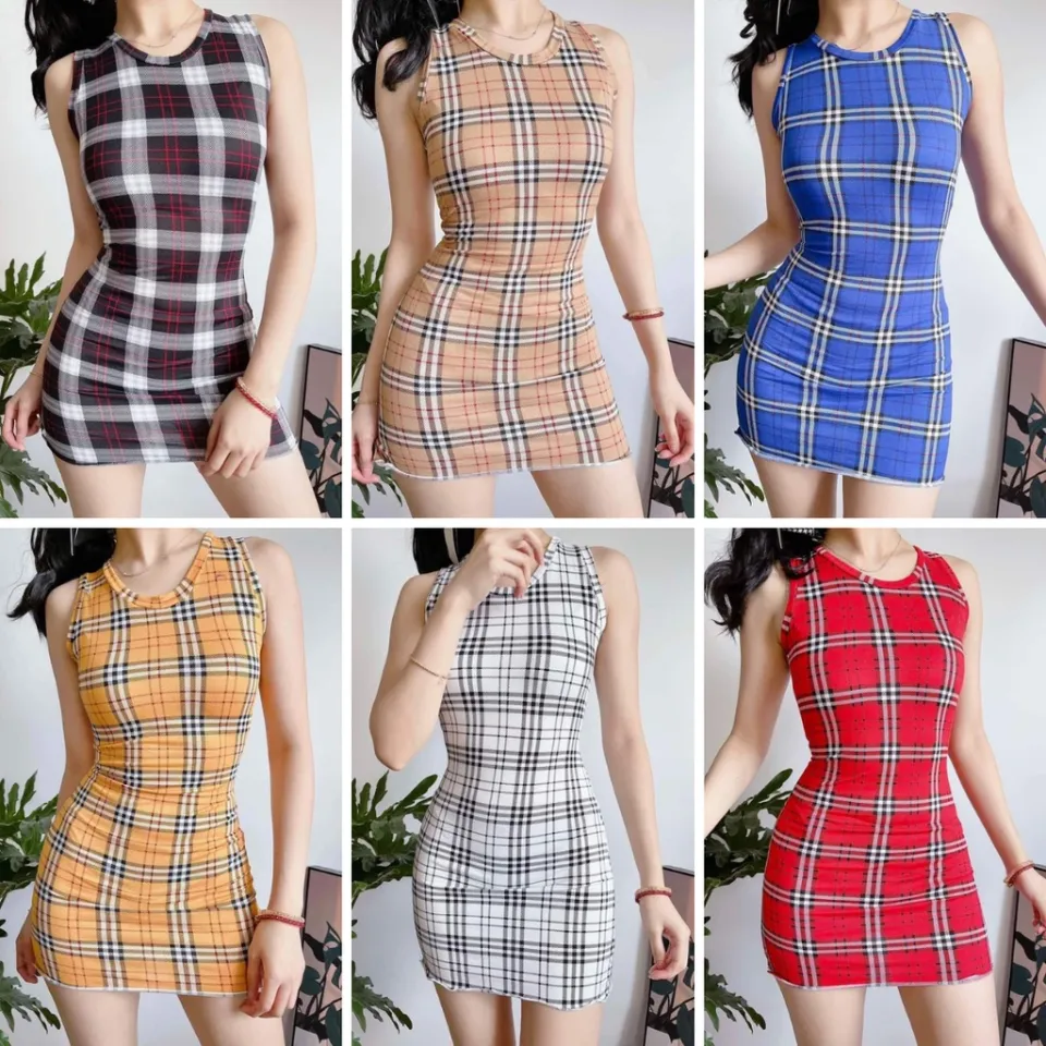 Womens Dresses Bodycon Tartan Dress 1Tap Cali Bodycon Checkered