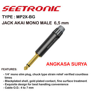 Jack Akai Mono SEETRONIC MP2X-BG ORIGINAL Warna Hitam / Jek Akai Mono 6.5 mm conector Audio Seetronic MP2X BG