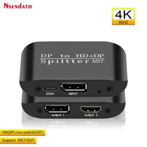 DP USB C To HDMI DP Splitter 8K DisplayPort Splitter 1 in 2 Out DisplayPort Splitter Adapter With MST for Dual Monitor Extended