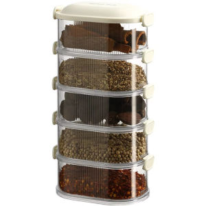 Stackable Refrigerator Organizer 5 Layer Seasoning Box Airtight Food Preservation Storage Spice Jar