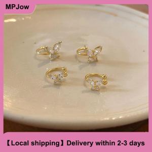 【Local shipping】 1Pair Shinning Zircon Big Small Butterfly Ear Clip Earrings No Ear Cuff Women Ear Wrap