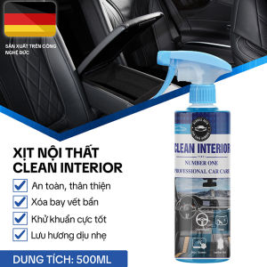 [Kèm Khăn Lau] Dung Dịch Xịt Vệ Sinh Nội Ngoại Thất Ô Tô CLEAN INTERIOR 500ml Làm Sạch Khử Mùi Kính Ghế Da Nỉ Xe Hơi