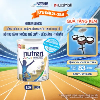 Sữa Bột Dinh Dưỡng Y Học NESTLÉ NUTREN JUNIOR Xuất Xứ Thụy Sĩ Công Thức BIG Hỗ Trợ Tăng Trưởng Thể ChấtTrí NãoĐề Kháng Cho Bé 800G
