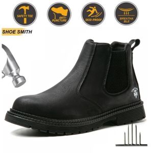 Waterproof Safety Boots Men Steel Toe Work Boots Anti-smash Stab-resistant Safety Shoes
