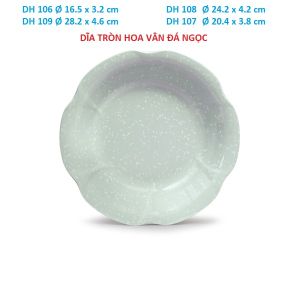 Dĩa tròn vân đá ngọc đựng thức ăn nhiều size DH106