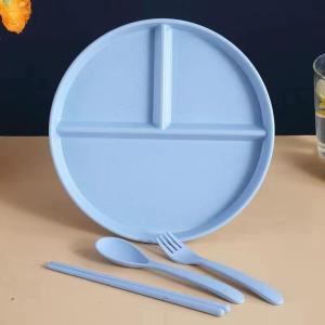 3PCS New Wheat Straw Tableware Childrens Cutlery Spoon Chopsticks Fork Portable Dining Tableware Set Kitchen Outdoor Cutlery Set