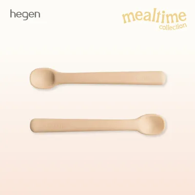 Hegen ช้อนซิลิโคนสำหรับเด็ก ช้อนสำหรับเด็ก ช้อนเด็ก แพ็ค 2 ชิ้น - Infant Spoon Silicone Taupe