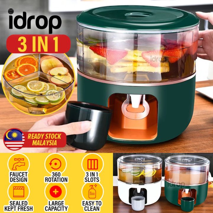 [Idrop] [ 3 IN 1 ] Rotary Divided Drinking Cold Water Container / Bekas ...