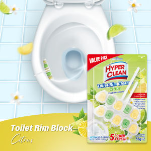 HYPERCLEAN 2PK Toilet Rim Blocks( 2x55g ) | 5-in-1 Effect Hanging Toilet Cleaner | Up To 8 Weeks