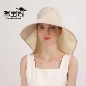 Beach Visor Ponytail Cap Summer Sun Hat for Women Outdoor Neck UV Protection Cycling Fishing Fisherman Hat Big Brim Bucket Hat