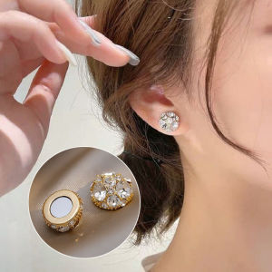 1Pair Strong Magnetic Ear Clip Earrings Crystal Stone Stud Earring For Women Non Piercing Fake Earring for Lover Wedding Jewelry
