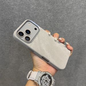 Flannel Luxury Leather Case for iPhone 17 16 15 Pro Max Fiber  Magnets Wireless Charge Shockproof Matte Back Cover Shell