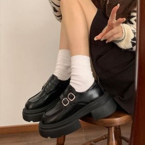 เซ็นเท้าหนังพื้นหนาสไตล์วิทยาลัยย้อนยุครองเท้า สีขาว สไตล์อังกฤษ ให้ได้ผลลัพธ์ใหม่ สํามาร์คให้บ้าง หนังน้ำสวมใส่สบาย สวยงามให้ความสวยงาม รวมฝากรูปแบบกระชับเพื่อผู้หญิง