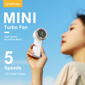 Orashare HF03 Jet Fan Turbo 5 Kecepatan Dapat Disesuaikan Baterai 4000mAhTampilan Digital Baterai Tahan Lama Strong Wind High Speed Kipas Angin Mini