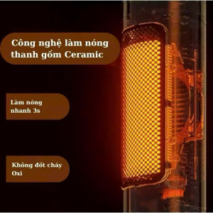 Quạt Sưởi Gốm Ceramic 2000W Dáng Đứng Cao Cấp 2025 Có Tiếng Việt 3 Chế Độ Gió An Toàn Tiết Kiệm Điện