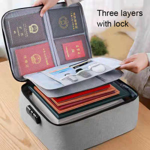 Urone túi đựng hồ sơ tài liệu Lớn hơn 3 lớp có khóa mã Túi đựng tài liệu chống thấm nước và Túi an toàn du lịch Túi lưu trữ tài liệu di động nhiều lớp cho các tập tin quan trọng hộ chiếu chứng chỉ Hộp đựng tài liệu