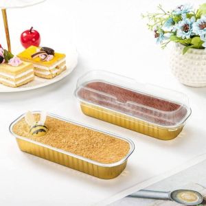 Keranixy Rectangular Aluminum Foil Box Baking Tin Pans Air Fryer Oven Disposable Container Reusable Mold Kerajang