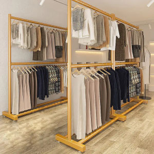Clothes Hanging Rack Heavy Duty Double Rod Clothing Rack 2-Tier Freestanding Garment Rack Metal Clothes Organizer with Bottom Storage for Bedroom Laundry Room