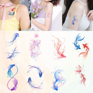 HBESTY Glitter cute fish sticker face tattoo sticker cute face sticker waterproof female lasting happybirthda collarbone advanced sense