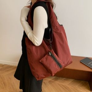 Foldable ~ Handbag Folding Shopping Bag Fold Waterproof Foldable Eco-Friendly Bag Portable Shoulder Pouch Nylon Tote Bag Outdoor