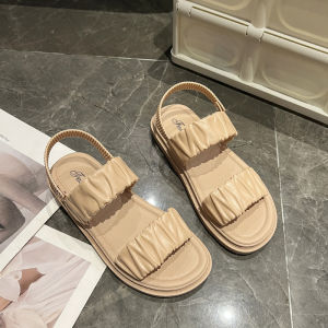 【Local Shipping】Flat Sandals For Women South Koreas new womens casual sandals are comfortable and durable Ankle Strap Peep Toe Sandals