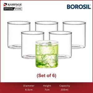 Borosil VISION GLASSES Set of 6 Elegant Glassware Easy to Clean Durable and Stylish Glass- Drinkingware Oven Safe Microwave Safe Easy to Clean