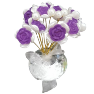 SFJHF Exquisite Crystal Rose Bouquet Colorful Crystal Crafts Mini Crystal Flower Figurine Simple Style Handmade Crystal Rose Car Decoration Car Decoration