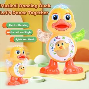 VERIDIAI Singing Electric Dancing Duck Toy Plastic Simulation Walking Dancing Duck Cute Movable Swing Interactive Duck Toy Kids Toddlers
