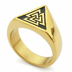 COVIEEZB Cổ điển Nhẫn Viking Bắc Âu Trang sức đeo ngón tay Thép Titan Nhẫn khắc dấu hình tam giác Thẩm mỹ cổ xưa Retro Nhẫn bùa hộ mệnh Rune Protector Nam Giới Nữ Giới